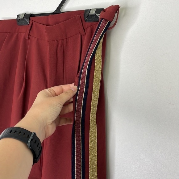 Dance & Marvel wine wide legs tuxedo stripes pants - Picture 6 of 10